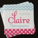 Blue Chevron Pink Calling Cards
