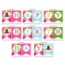 Luau Pink Hibiscus "Happy Birthday" Banner - Watercolor Luau Collection