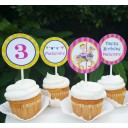 Girl's Carousel Birthday Party Cupcake Toppers by That Party Chick