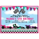 Girl's Racing Cars or Go Karts Party Invitation - Girl's Let's Race Collection