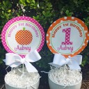 Pink and Orange Pumpkin Personalized Centerpiece Toppers - Pink and Orange My Little Pumpkin Collection