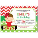 Christmas Baby Girl First Birthday Invitation