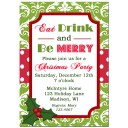 Green Damask Holiday Invitation
