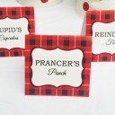 Christmas Plaid Tent Style Food Labels
