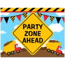 Construction "Party Zone Ahead" 8x10 Sign