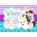Purple Aqua Cowgirl on Pony Invitation
