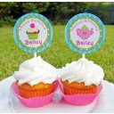 Girl's Tea Party Cupcake Toppers