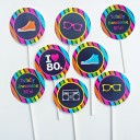 80s party cupcake toppers