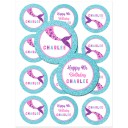 Mermaid Cupcake Toppers - Pink and Purple Sparkle