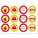 Fire Truck Birthday Party Cupcake Toppers