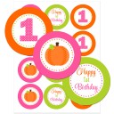 Pumpkin First Birthday Cupcake Toppers 