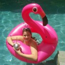 Pink Flamingo Pool Party with Disco Ball Tumblers