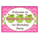 Green Apple Pink Chevron Birthday Party Sign
