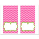 Green Apple Pink Chevron Party Tent Style Food and Beverage Labels