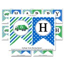 Garbage Recycle Truck  "Happy Birthday" Banner - Trash Bash Collection
