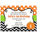 Pumpkin First Birthday Invitation