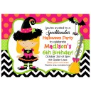 Girl Witch Halloween Party Invitation