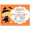 Girl Witch on a Broom Invitation