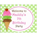 Ice Cream Green Dot Birthday Party Door Sign 