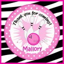Girl's Bowling Zebra Love Favor Tags - Zebra Girl All Star Bowling Collection