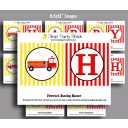Fire Truck Firefighter Happy Birthday Banner