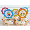 Beach Ball Pool Party Cupcake Toppers