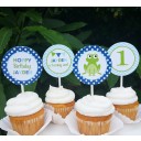 Boy's Frog Birthday Cupcake Toppers - Froggy Delight Collection