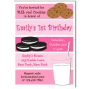 Girl's Milk and Cookies Birthday Invitation