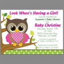 Girl Owl Birthday Baby Shower Invitation - Lil' Owl 