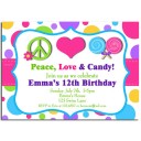 Peace, Love and Candy Party Invitation 