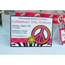 Hot Pink Zebra Peace Sign Birthday Invitation - Chic Peace Party Collection