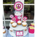 Hot Pink Zebra Peace Sign Personalized Centerpiece Toppers - Chic Peace Collection