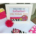 Hot Pink Zebra Peace Sign 8x10" Sign by That Party Chick - Chic Peace Party Collection