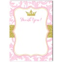 Princess Tiara Thank You Notes - Pink and Gold Sparkle Collection