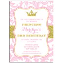 Princess Tiara Party Invitation - Pink and Gold Sparkle Collection