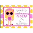 Girl's Pool Party Invitation - Yellow Dot