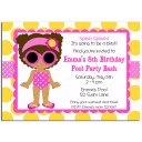 Girl's Pool Party Invitation - Yellow Dot