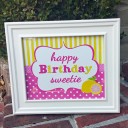 "Happy Birthday Sweetie" Pink Lemonade Party 8x10" Sign 