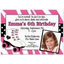 Roller Skating Pink Zebra Photo Invitation
