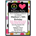Sleepover Party Invitation - Peace, Love and Pajamas