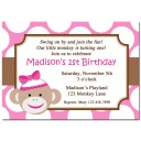 Girl Sock Monkey Invitaiton