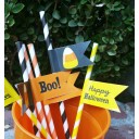 Halloween Candy Corn Straw Flags