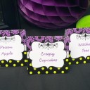 Halloween Chandelier Purple Lime Tent Style Food Labels