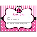 Pink Ladybug Party Thank You Notes