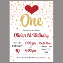 Valentine Confetti First Birthday Party Invitation