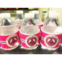 Hot Pink Zebra Peace Sign Personalized Water Bottle Labels - Chic Peace Collection
