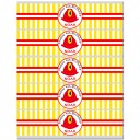 Fireman's Hat Firefighter Birthday Party Water Bottle Labels