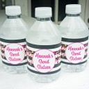 Black Stripe Confetti Water Bottle Labels