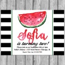 Watermelon Stripe Party Invitation - Watercolor Watermelon Collection