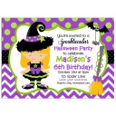 Girl Witch Halloween Party Invitation